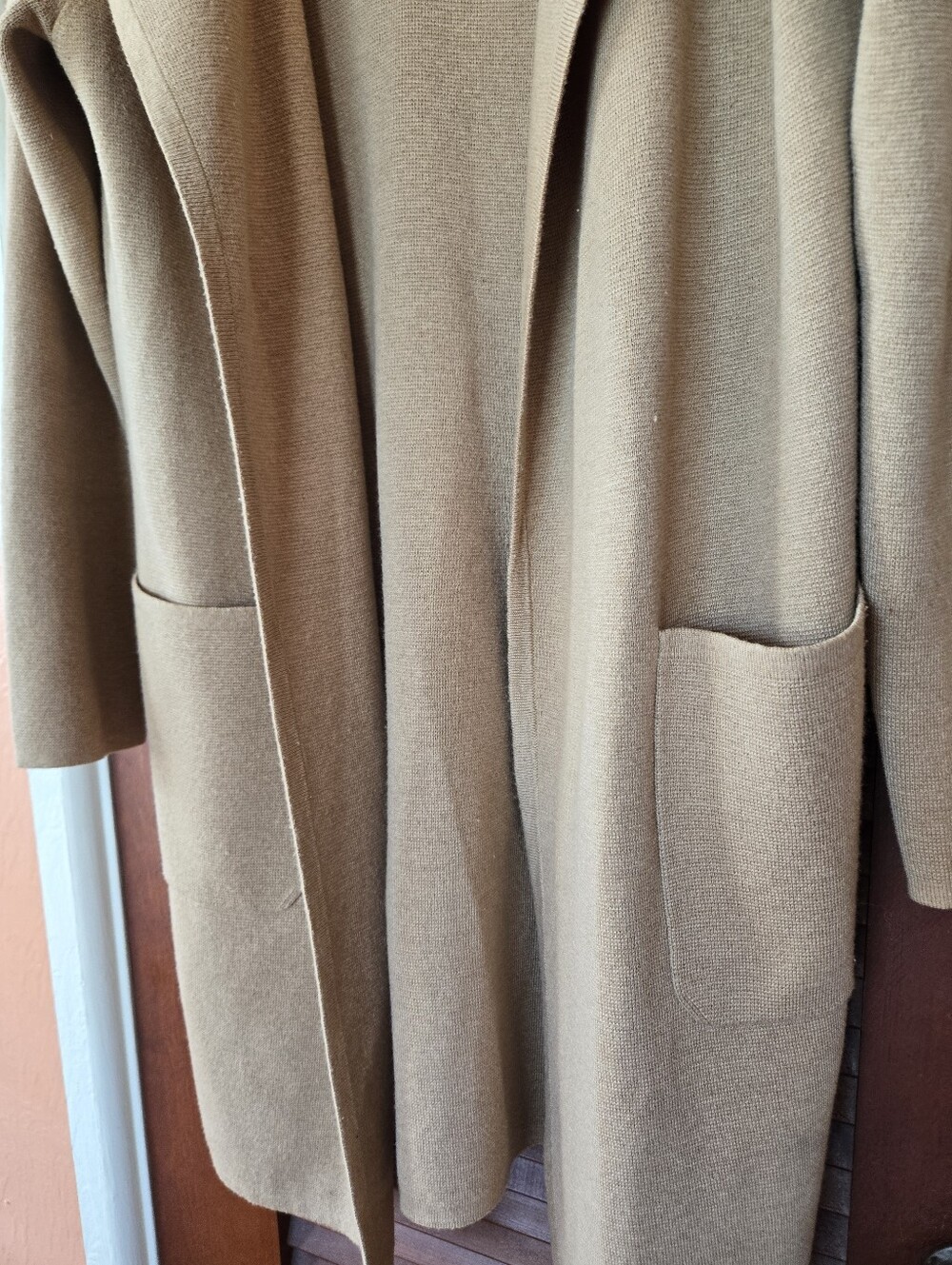 J‎ Crew Juliette Colarless Sweater Blazer Camel Tan Cotton Merino Wool Blend XS - Picture 5 of 11